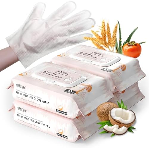 IMMHABI 100 Count Cleaning Deodorizing Pet Glove Wipes by IMMHABI