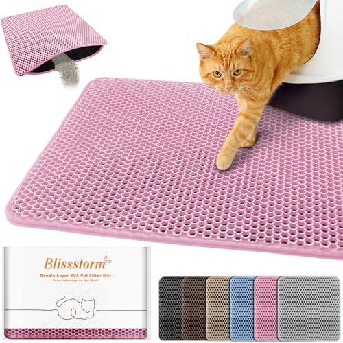 Cat Litter Mat 12"x18", Double Layer EVA litterbox Mat by BLISSSTORM