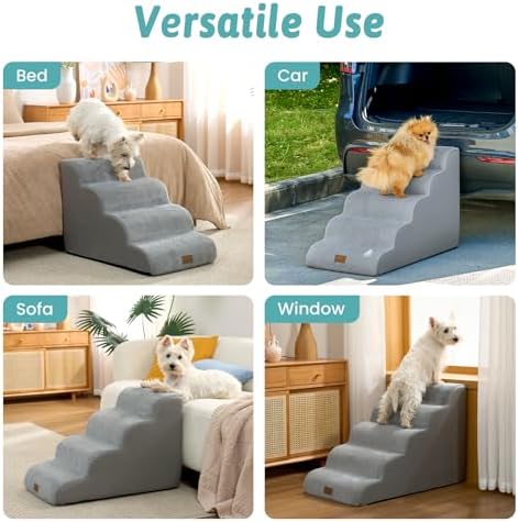 COZY KISS Wide Dog Stairs for Small Dog 19.7" H, 4 Step Pet Ramp for Bed - Image 6