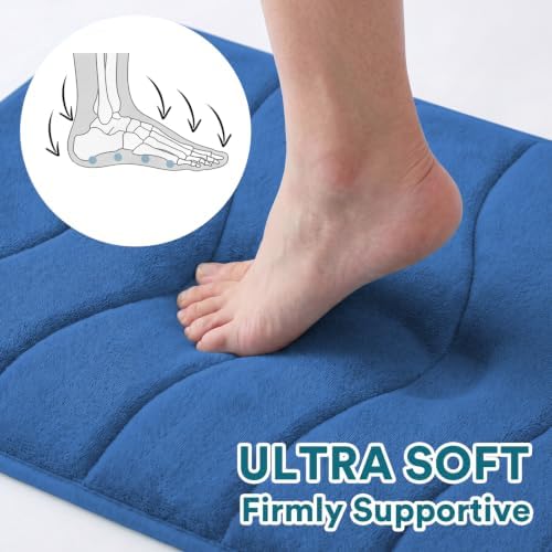 Flamingo P Royal Blue Bath Mat 47x17 Extra Long Quick Dry Washable - Image 3