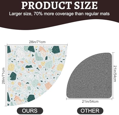 Corner Shower Mat Non Slip, 28x 28 Inches Triangular Bath Mats - Image 2