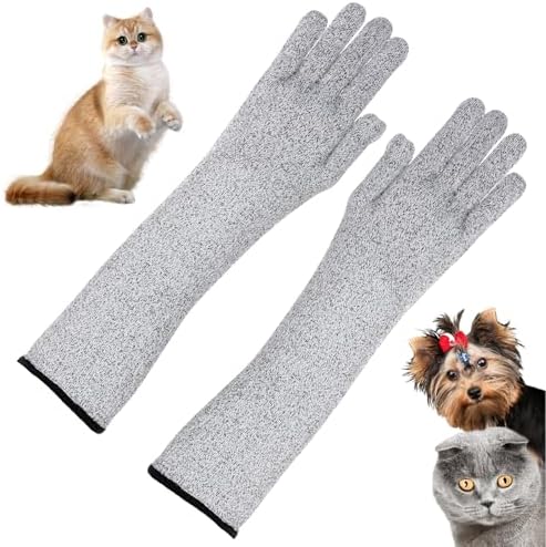 Pet Handling Gloves Cut Resistant Garden Sleeves 15.5” Extra-Long Cat Grooming by Unknown