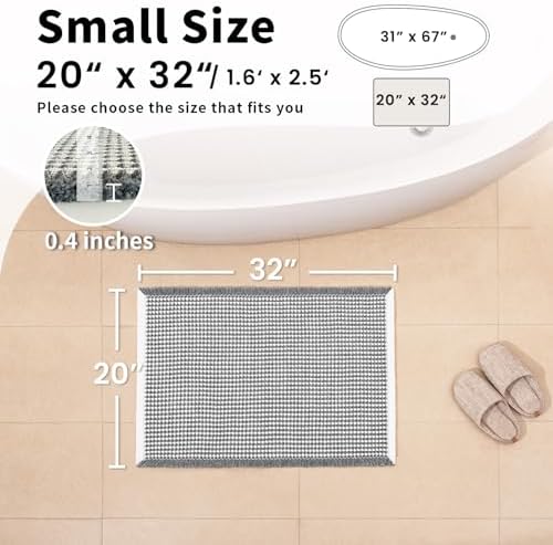 Waffle Bath Mat, Boho Bathroom Rugs Non Slip Washable - Image 2