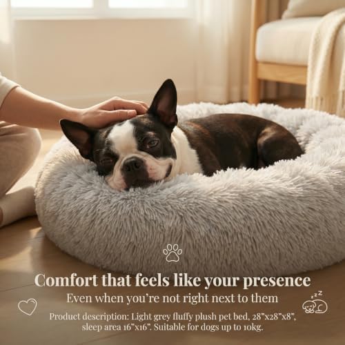 nononfish Small Dog Bed, Soft Calming Donut Plush Pet Bed - Image 2