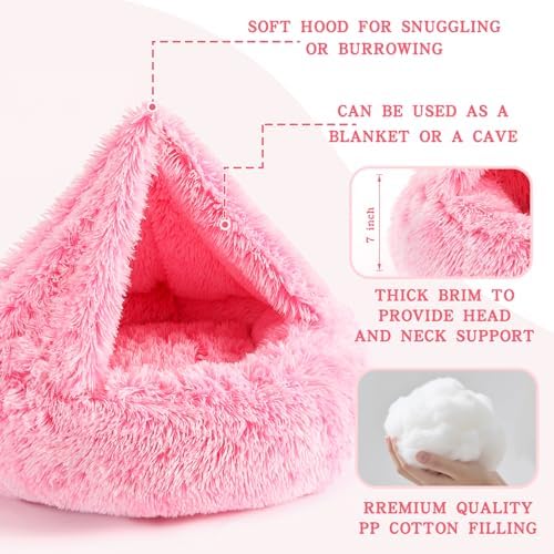 NOYAL Calming Donut Dog Bed, Hooded Cave - Image 3