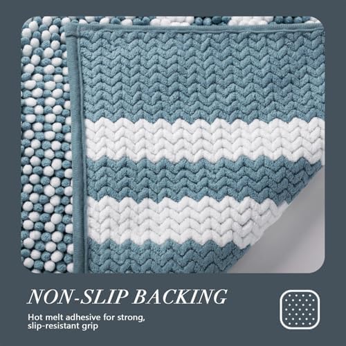 BSICPRO Large Bathroom Rugs, 24x36 Chenille Bath Mats, Denim Blue - Image 6