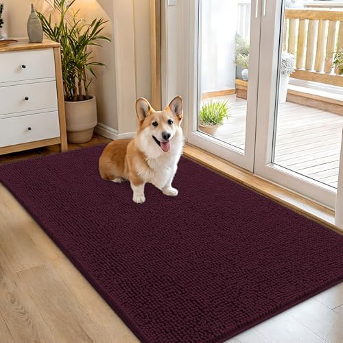 OLANLY Dog Door Mat for Muddy Paws 54x32, Super Absorbent Chenille Mud Mat by OLANLY