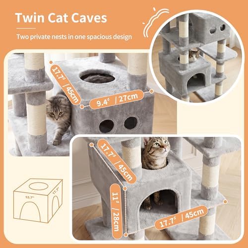 Heybly Floor to Ceiling Cat Tree, 104.7"-116.5" Height-Adjustable HCT92W - Image 3