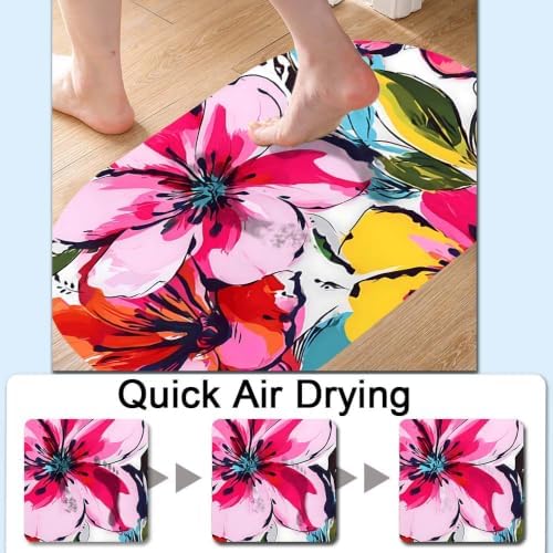 Brightly-Colored-Flowers Super Absorbent Quick-Drying Bathroom Mat Rug - Image 5