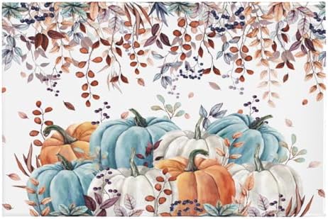 Giwawa Fall Orange Pumpkin Bath Rug Eucalyptus Leaves Bathtub Mat Soft Washable by Giwawa