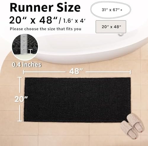 Black Bathroom Rug, Waffle Bath Mat Non Slip Washable - Image 2