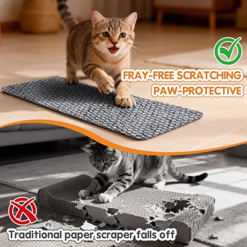 Wall Cat Scratcher for Indoor Cats, Corner Furniture Protector Light Grey - Image 3