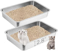 2 Pack Small Stainless Steel Kitten Litter Box, Low Entry, 15.7 x 11.8 x 2.8 in by Unknown