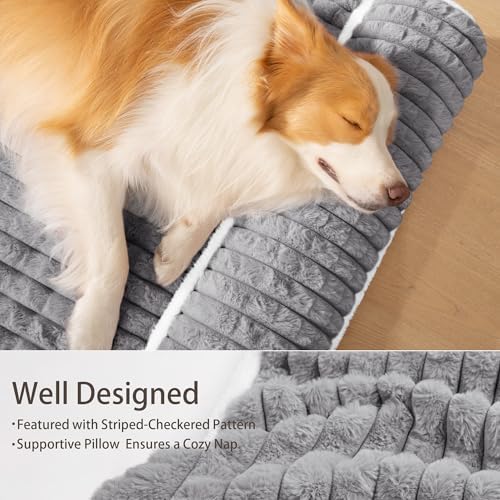Orthopedic Large Dog Bed Pillow Pet Sofa Bed 48''X30'' Grey - Image 5