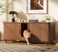 Flluted Double Cat Litter Box Enclosure Large Hidden Litter Box by RUSTYER
