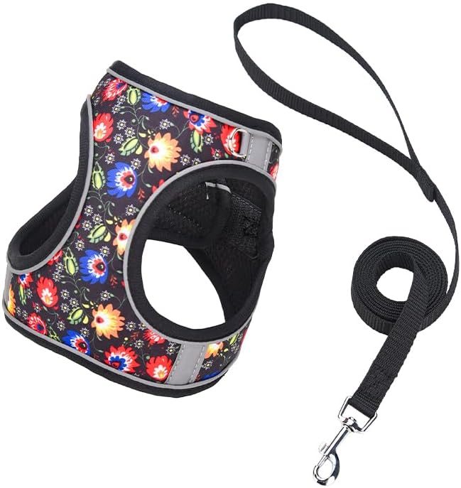 Step in Dog Harness No Pull Flower Adjustable Soft Mesh Harness by KocaPlye