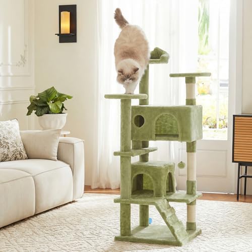 54 Inch Cat Tree Tower with Natural Sisal Scratching Post by Aidoly
