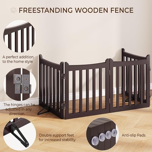 Yaheetech 24in 4-Panel Wooden Freestanding Pet Gate - Image 5