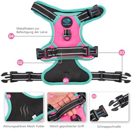 PHOEPET Upgraded No Pull Dog Harness, Reflective Adjustable Vest - Image 3
