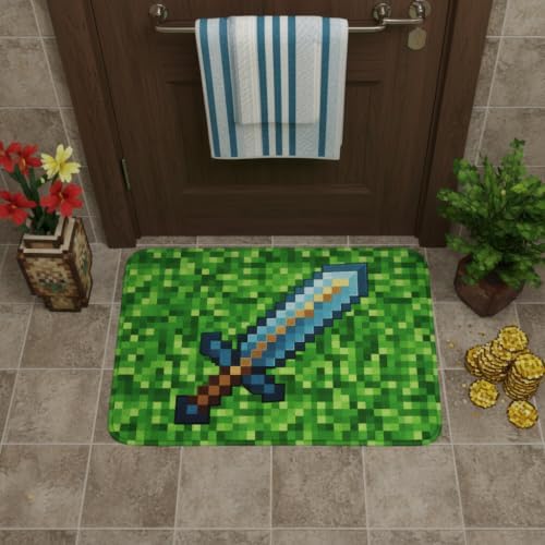Manfei Pixel Sword Bath Mat, Pixelated Sword Design Kids Mats Rugs, Girls Boys by Manfei