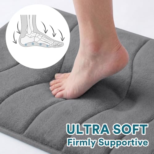 Flamingo P Grey Bath Mat 17x24 Quick Dry Washable Soft Memory Foam - Image 3