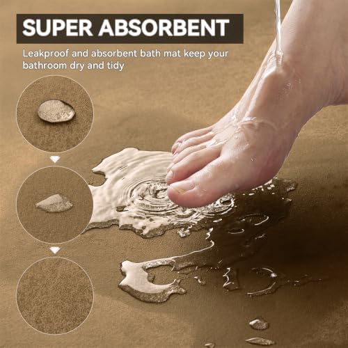 MontVoo -Bath Mat Rug-Rubber Backing Non Slip Quick Dry Absorbent Thin Bathroom - Image 2