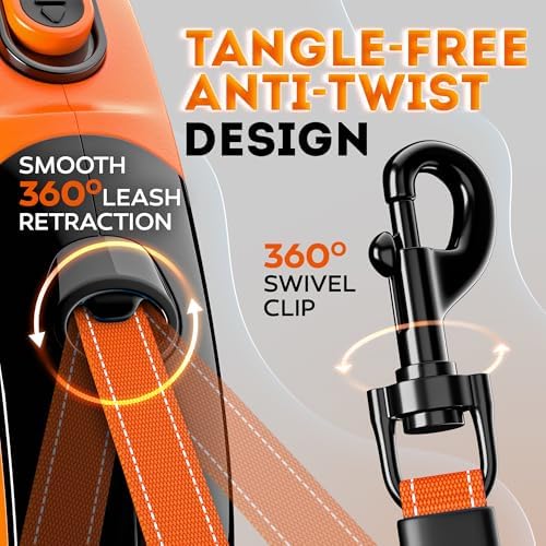 Retractable Dog Leash 16.4 ft – 360° Tangle-Free Design – Heavy Duty Reflective - Image 4