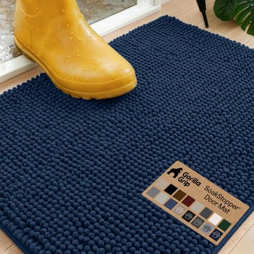 GORILLA GRIP SoakSTOPPER Dog Door Mat, Machine Wash and Dry, 24x17 Navy by GorillaGrip