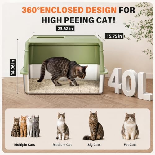 XL Enclosed Stainless Steel Litter Box - Image 3