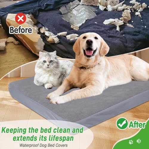 Dog Bed Covers Replacement Washable 100% Waterproof Soft Dog Bed Sheet Grey 2 - Image 2