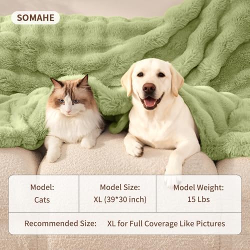 SOMAHE Dog Blanket for Couch Bed, Soft Faux Fur, Large 39x31 Fruit Green - Image 5