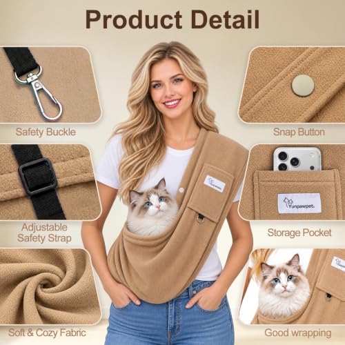 Cat Sling Carrier & Pet Sling for Small Dogs & Cats 3-14 lbs - Image 3