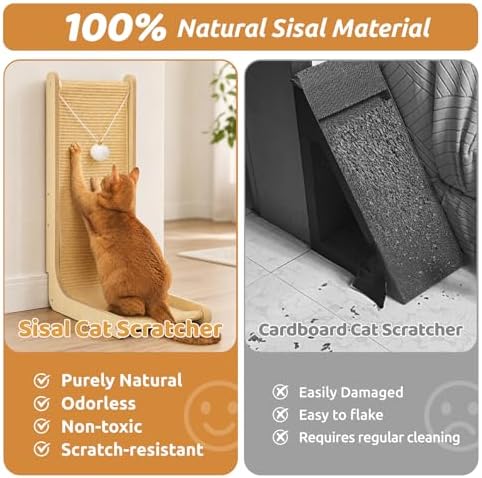 26.8" Sisal Cat Scratcher for Indoor Cats, Wooden Cat Furniture - Image 5