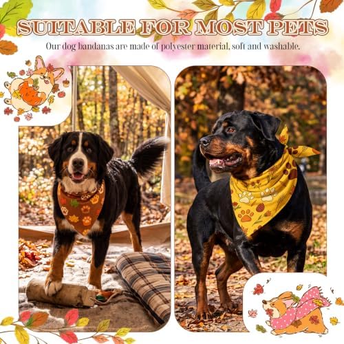 Preboun 100 Pcs Fall Paw Print Dog Bandanas Bulk, Autumn Thanksgiving Party - Image 6