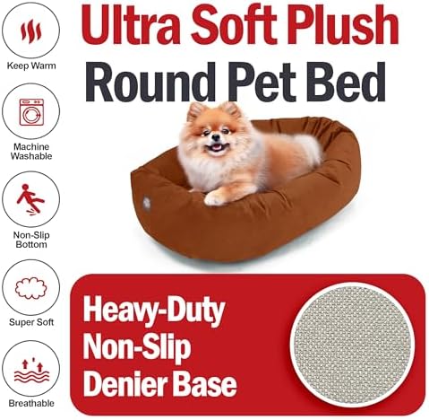 Majestic Pet 24 Inch Suede Calming Dog Bed Washable – Cozy Soft Round Dog Bed - Image 6