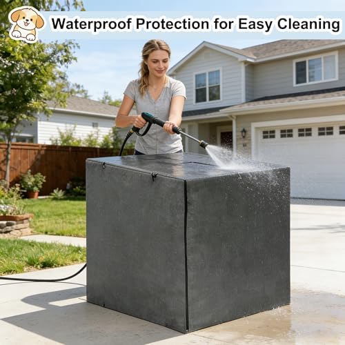 HiCaptain 48-Inch Dog Crate Cover, Waterproof Kennel Cover, Minimalist Gray - Image 4