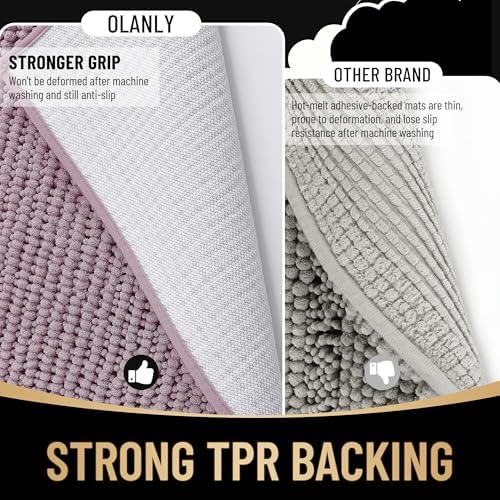 OLANLY Thick Chenille Absorbent Bathroom Rugs Mat 30x20, Deep Plum - Image 5