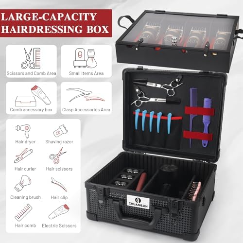 Large Barber Carrying Case, Hairdresser Tool Box Organizer Traveling Case - Image 3