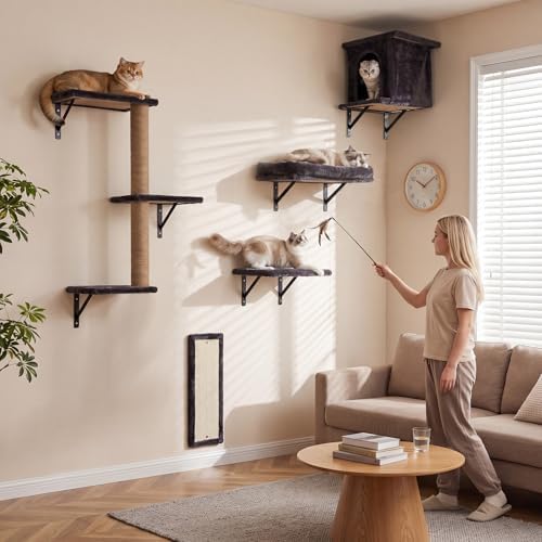 5-in-1 Cat Wall Shelves for Large Cats, Floating Climber - Image 2