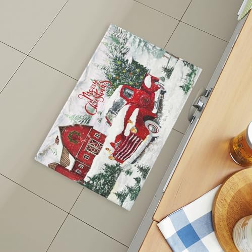 Giwawa Red Truck Bath Rug Winter Pine Tree Bathtub Mats 16X24 Inch Non Slip - Image 6