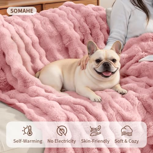 SOMAHE Soft Faux Fur Pet Blanket, Medium 28x22 Soft Pink - Image 5