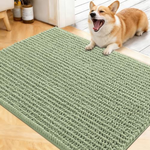 OLANLY Dog Door Mat for Muddy Paws 40x32, Ultra-Absorbent Chenille Mud Mat by OLANLY