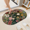 Pinks White Vibrant Floral Super Absorbent Quick-Drying Bathroom Mat Rug by ZHUZHISHAN