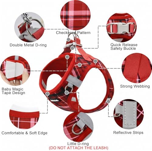 AIITLE Step in Dog Harness and Leash Set Plaid Adjustable - Image 5