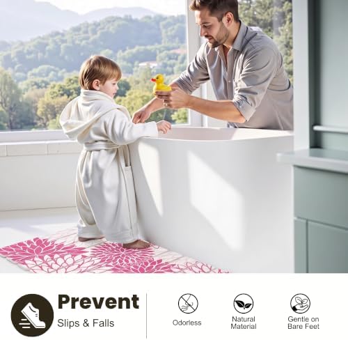 Pink Floral Quick Dry Diatomaceous Earth Stone Bath Mat - Image 3