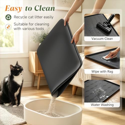 Songrey Silicone Cat Litter Mat 24" x 16", Large Litter Trapping Mat - Image 4