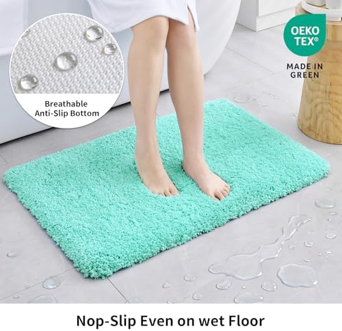 Disolla Mint Green Bathroom Rugs 24x36, Non-Slip Plush Thick Bath Mat - Image 3
