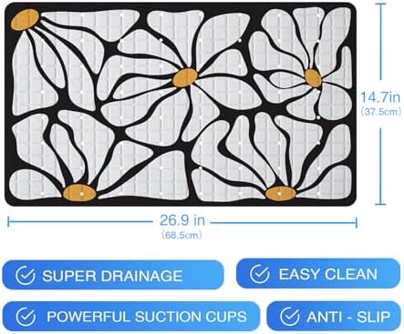 Floral Bathtub Mat Non Slip for Kids 27x16in Plant Anti Slip Bath Mat for Tub - Image 7