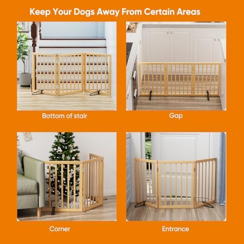 Dog Gates for Doorways Stairs, Foldable Freestanding Pet Gate, Dog Fences Indoor - Image 4
