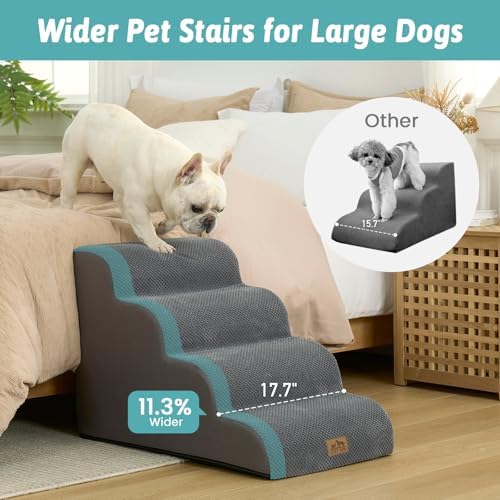 COZY KISS Wide Dog Stairs for Small Dog 19.7" H, 4 Step Pet Ramp for Bed - Image 2